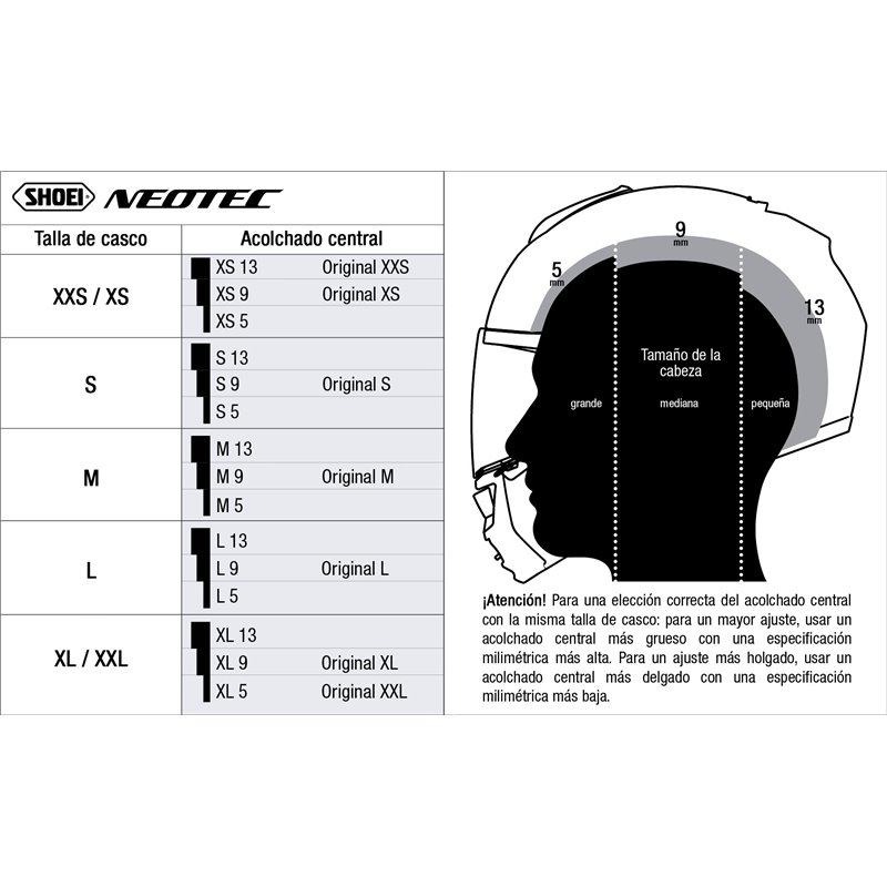 RECAMBIO SHOEI ACOLCHADO CENTRAL NEOTEC RECAMBIO SHOEI ACOLCHADO CENTRAL NEOTEC